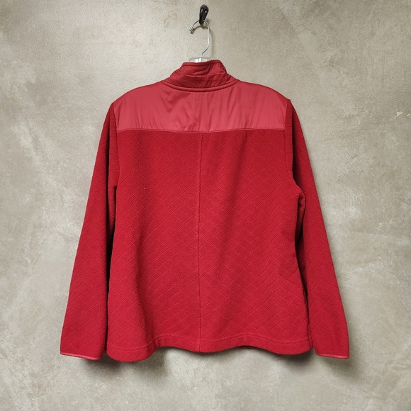 Talbots Red Flannel Jacket, Nylon Trim, Front Snap Pockets, Front Zip Sz Large - Picture 4 of 9